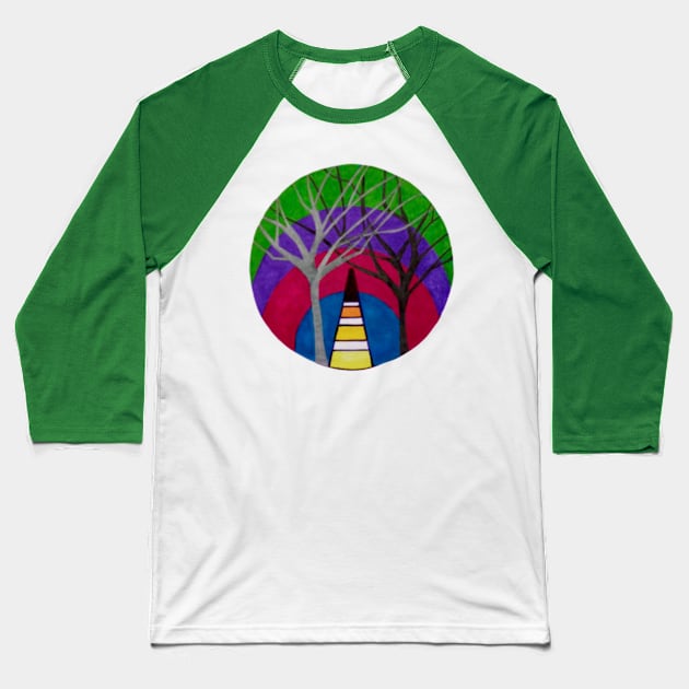 Geometric Art With Trees Baseball T-Shirt by ocsjake613